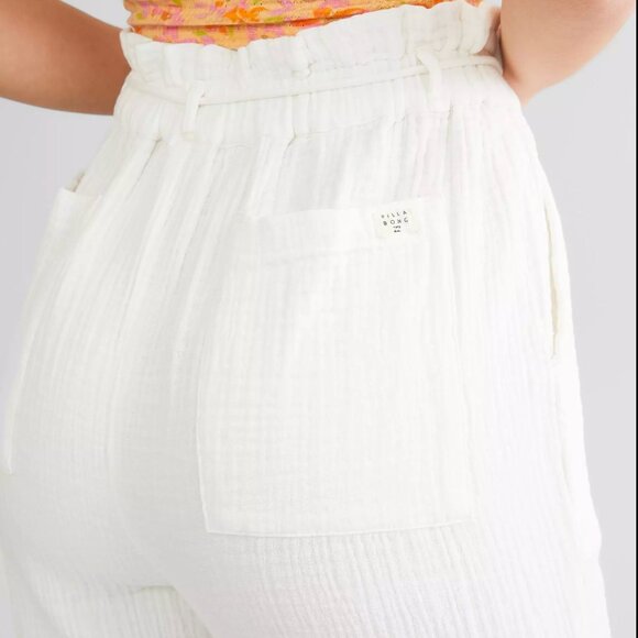 NWOT Billabong White Wander On Paper Bag Pant - Picture 3 of 7